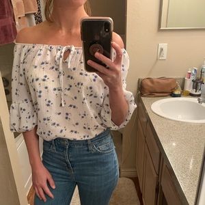 Floral print off the shoulder top